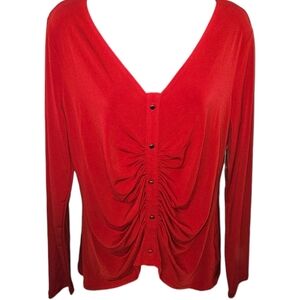 NWT INC International Concepts Ruched Long Sleeve Top